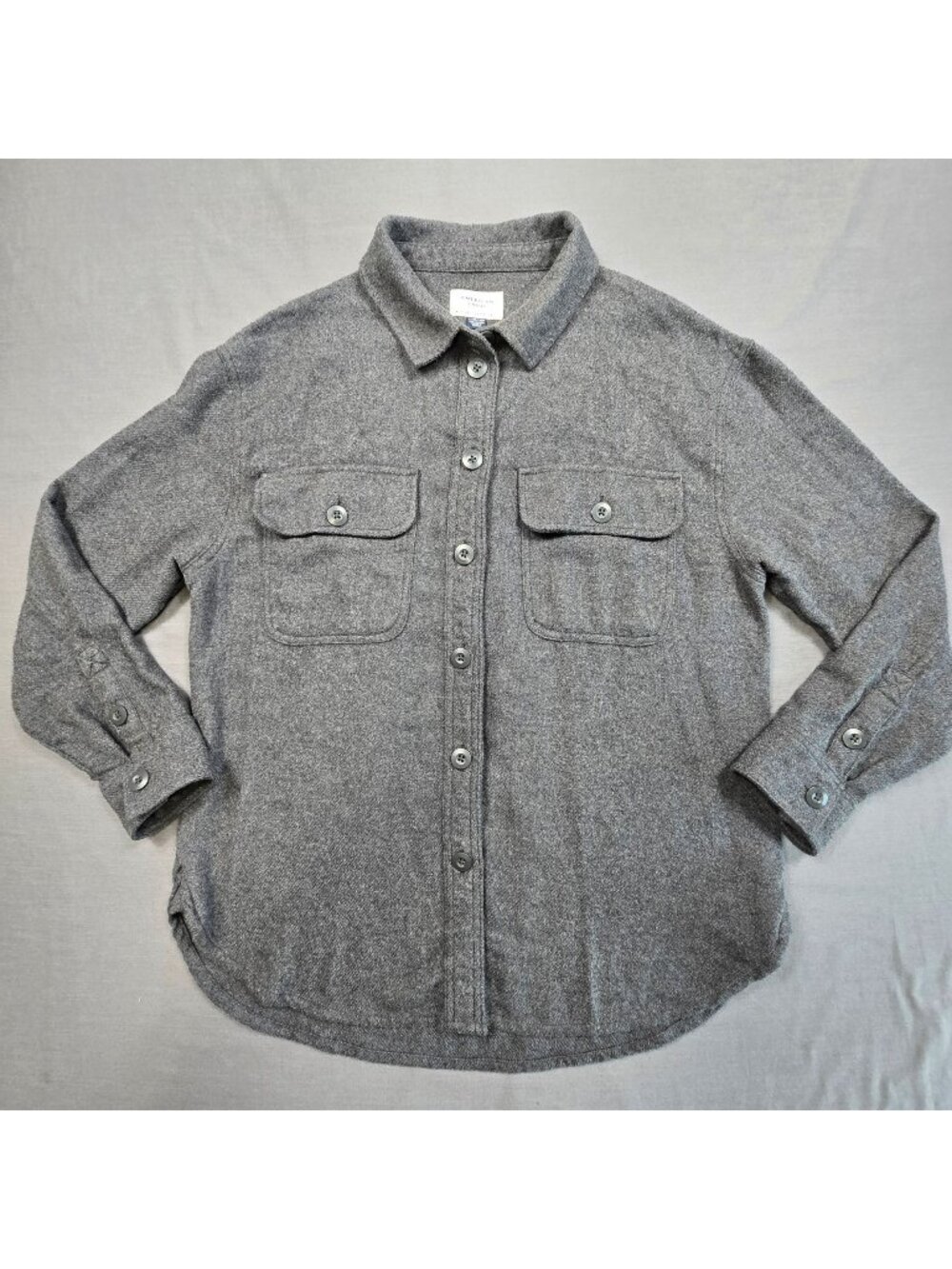 American Eagle Mens XS Shirt Jacket Gray 100% Cotton Button-Up Long Sleeve